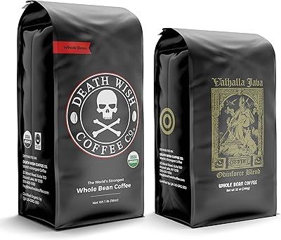 Death Wish Coffee Whole Beans & Valhalla Java Blend, 1lb + 12oz